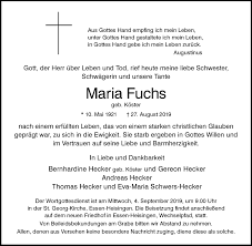 Maria fuchs was born in 1975. Traueranzeigen Von Maria Fuchs Waz Trauer De