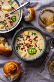 Smoky Jalapeno Cheddar Potato Soup Olive Mango Recipe In 2020 Cheddar Potatoes Potato Soup Bacon Soup