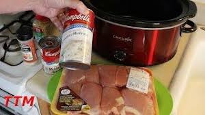Easy Chicken Crock Pot Slow Cooker Recipe Chicken Thighs In Cream Of Mushroom Soup The Best Chicken Recipes Recipe With Cream Of Mushroom Soup Crockpot Chicken Thighs Chicken Slow Cooker Recipes