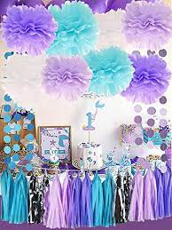 Pink n purple balloon decorations for birthday party idea in delhi gurgaon country inn how to make a pink purple teal white marble balloon arch arrangement display; Amazon Com Mermaid Under The Sea Party Decorations Purple Blue Pastel Decorations Baby Shower Decorations Tissue Paper Pom Pom First Birthday Decorations Sea Theme Party Decor Purple Bridal Shower Decorations Home