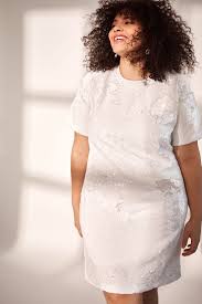 Sequin Shift Dress Women S Plus Size Dresses Eloquii In 2020 Womens Shift Dresses Women Long Sleeve Dress White Short Dress