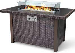 With 1/4 starfire base glass and 5 lbs of gold base glass on top. Blubery 44 Propane Fire Pit Table 50 000 Btu Pe Rattan Gas Fire Pit With Black Tempered Glass Tabletop Glass Wind Guard Auto Ignition White Glass Stone Etl Cert Buy Online In Antigua And