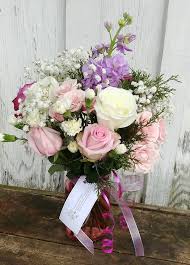 Order before 12noon for same day flower delivery. Roses And Stock In Mason Jar By Willow Oak Flower Herb Farm