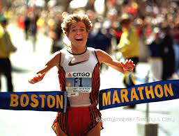 …renata kokowska of poland and uta pippig of germany. Boston Marathon 1996 Utas Dramatisches Comeback Beim Jubilaumslauf Take The Magic Step