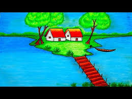 How To Draw Easy Scenery With Pencil Colours Landscape Drawing Easy Beautiful Nature Drawing Smiling pen, pencils and brushes, set of animated stationary cartoon characters isolated colorful stickers. pencil colours landscape drawing easy