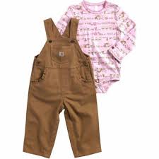 carhartt girls farm stripe overall set honey ginger