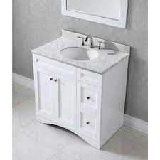 .white wash bathroom vanity carrara marble top has the exceptional experience and rigorous quality standards to ensure the end bathroom vanity features: Virtu Usa Elise 36 In W Bath Vanity In White With Marble Vanity Top In White With Round Basin And Mirror Es 32036 Wmro Wh The Home Depot Bathroom Vanity Base Marble Vanity Tops