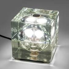 6.3 x 6.3 x 6.3 inches. Alessandro Mendini Fidenza Vetraria A Table Lamp Cubosfera Model 1968 Artsy