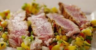 Blackened Tuna Steaks With Mango Salsa Mango Salsa Recipes Tuna Steaks Ahi Tuna Steak