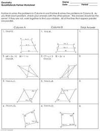 Quadrilaterals Partner Worksheet Geometry Lessons Teaching Geometry Geometry Worksheets