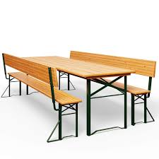 Free shipping on qualified orders. Deuba Garden Furniture Table Bench Set Wooden Trestle Foldable Beer Bench Set With Backrest 170 X 70 Cm Buy Online In Andorra At Andorra Desertcart Com Productid 65553258