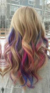 Blonde hair looks perfect with the touches of unusual colors. 19 Ideas Hair Purple Streaks Kids Kids Hair Color Hair Color Streaks Long Hair Styles