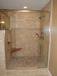 Option Solid Surface On Bottom Travertine Above Custom Tile Shower Love The Pebble Floor Shower Remodel Cozy Bathroom Custom Bathroom