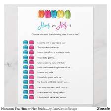 Macaron Tea Him Or Her Bridal Baby Shower Game Zazzle Com Adoption Shower Shower Games Baby Shower
