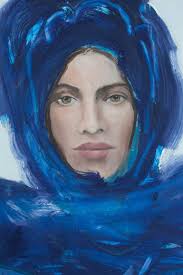 Woman in blue Painting by Eva Kunze