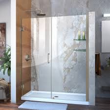 DreamLine Unidoor Brushed Nickel 60-in to 61-in W x 72-in H Frameless  Hinged Shower Door SHDR-20607210S-04 at Lowes.com