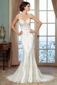 Elegant Tulle Queen Anne Neckline Natural Waistline Mermaid Wedding Dress With Embroidery Online Wedding Dress Wedding Dress Couture Lace Wedding Dress Vintage