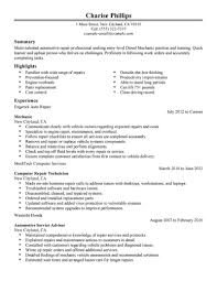 As seen in the diesel mechanic cv example, it is best to stress your overall capabilities and expertise to have the best chance of being contacted for an interview. Best Entry Level Mechanic Resume Example Livecareer