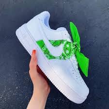 Custom Lime Green Bandana Air Force 1s Custom Sneakers Air Force 1s Nike Shoes Air Bandana Custom Force In 2020 Nike Shoes Air Force Sneakers Nike Air Shoes