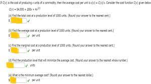 Examples of the average formula. If C X Is The Cost Of Producing X Units Of A Commodity Then The Average Cost Per Unit Is C X Youtube