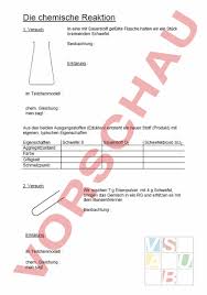 Nach dem austritt von schwefeldioxid in den morgenstunden wurden anwohner in hallein aufgerufen, in innenräumen zu bleiben sowie fenster und türen zu schließen. Arbeitsblatt Die Chemische Reaktion Chemie Anderes Thema