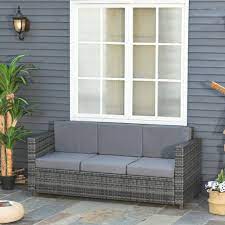 Svita libby poly rattan lounge gartenset sofa garnitur polyrattan gartenmöbel (braun). Outsunny Poly Rattan Sofa Mit Kissen 3 Sitzer Kaufland De
