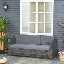 Hochwertige rattan sitzgruppe für 8 personen. Outsunny Poly Rattan Sofa Mit Kissen 3 Sitzer Kaufland De