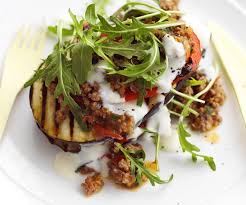 Moussaka Stack With Lemon Yoghurt Dressing Recipe Yoghurt Dressing Moussaka Eggplant Recipes