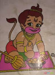 Work hard while coloring mandala. Bal Hanuman Sketch Drawing Creative Art