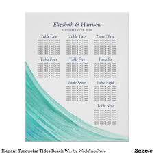 Elegant Turquoise Tides Beach Wedding Table Plan Poster