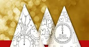 Free Printable Activity For New Year S That Kids Can Color Decorate And Turn Into Party Hats Party Hat Template Nye Party Hats Party Hat Craft