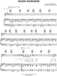 I was trying to find my way home but all i heard was a drone bouncing off a satellite crushing the l. Bruce Springsteen Radio Nowhere Sheet Music In F Minor Download Print Sku Mn0061444