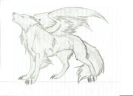 Winged Wolf Animal Drawings Dog Drawing Drawings