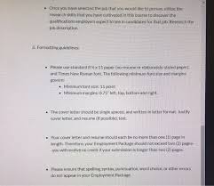 Feb 21, 2012 · if your cover letter is more than a page, your cv/resume is probably incomplete. Solved Employment Package Assignment 1 For This Assignment Chegg Com