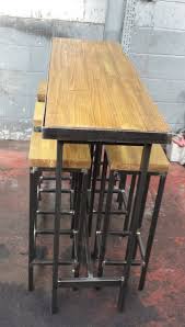 Handmade Bespoke Modern Industrial Outdoor Or Indoor Long Bar Table Six Stools Add An Traditional Bathroom Decor Metal Outdoor Table Cafe Chairs And Tables