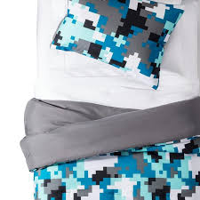 Best place to buy camouflage bedding and camo print comforters. Pillowfort Pixelated Blue Camo Comforter Set