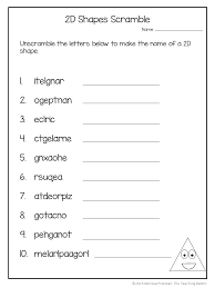 2d Shapes Scramble Geometry Words Math Activities Elementary First Grade Freebies