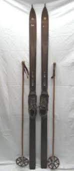 PR. VINTAGE WOODEN SKIS WALTER PRAGER, KANDAHAR IRON, RUUD BOOTS & BAMBOO  POLES