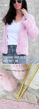 A super easy, beginner friendly cardigan knitting pattern that features a gorgeous fabric and basic knitting stitches. Cotton Candy Easy Knit Cardigan Pattern Mama In A Stitch