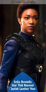 Star Trek Discovery Michael Burnham Sonequa Martin Green Vest Celebrities Leather Jacket Stylish Leather Jacket Celebrity Outfits