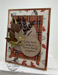Diy elegant pumpkin wreath for fall. Ann Schach Designs A Fall Card Featuring Stampin Up S Gathered Leaves Dies And Brushed Metallics C Fall Cards Handmade Thanksgiving Cards Handmade Fall Cards