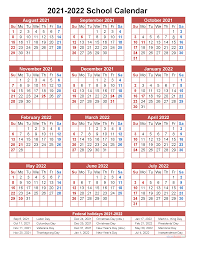 Professional document creator and editor. School Calendar 2021 And 2022 Printable Portrait Template No Scl22a4
