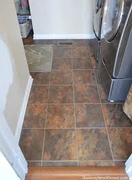 I painted around the perimeter of the room with a brush first… Painting Stenciling Vinyl Flooring The Pros Cons The Stonybrook House