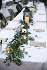 Image Result For Long Tablescapes Green Eucalyptus Wedding Decor Wedding Table Wedding Table Settings