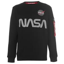 Alpha industries has a collection of replica flight jackets and even the iconic blue flight suit worn by nasa astronauts. Alpha Industries Nasa Reflective Crew Sweatshirt Crew Sweaters Sportsdirect Com
