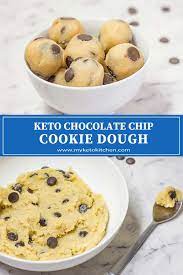 Easy Keto Cookie Dough Recipe Edible Chocolate Chip No Bake Recipe Chocolate Chip Recipes Keto Cookies Keto Chocolate Chip Cookies