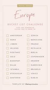 Eu City Bucket List Travel List Travel Quotes Adventure Travel Checklist