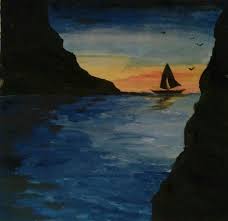 Dipinto Con Tempere Barca A Vela Tramonto Sul Mare Paesaggi Dipinti Artistici Dipinti Facili
