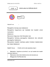 Setiap bidang pekerjaan haruslah memprioritaskan keselamatan kerja. Unit 4 Keselamatan Kebakaran