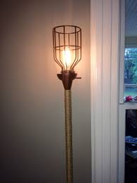 Floor Lamp Makeover With Edison Bulb Jute Rope And Industrial Cage Floor Lamp Makeover Lamp Makeover Diy Lamp Makeover